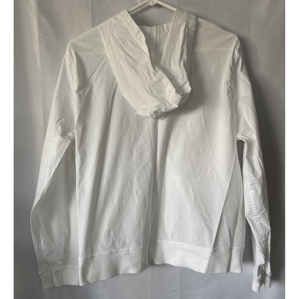 Hot Cotton Women Hooded Light Jacket Large White Full Zip Boxy Cotton USA - Picture 4 of 6